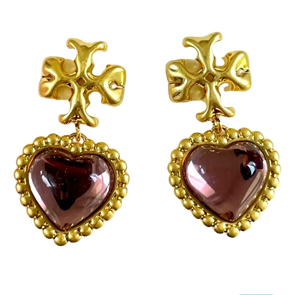Rare💖Tory Burch Earrings Victorian bridgerton party earrings Heart Drop earrings